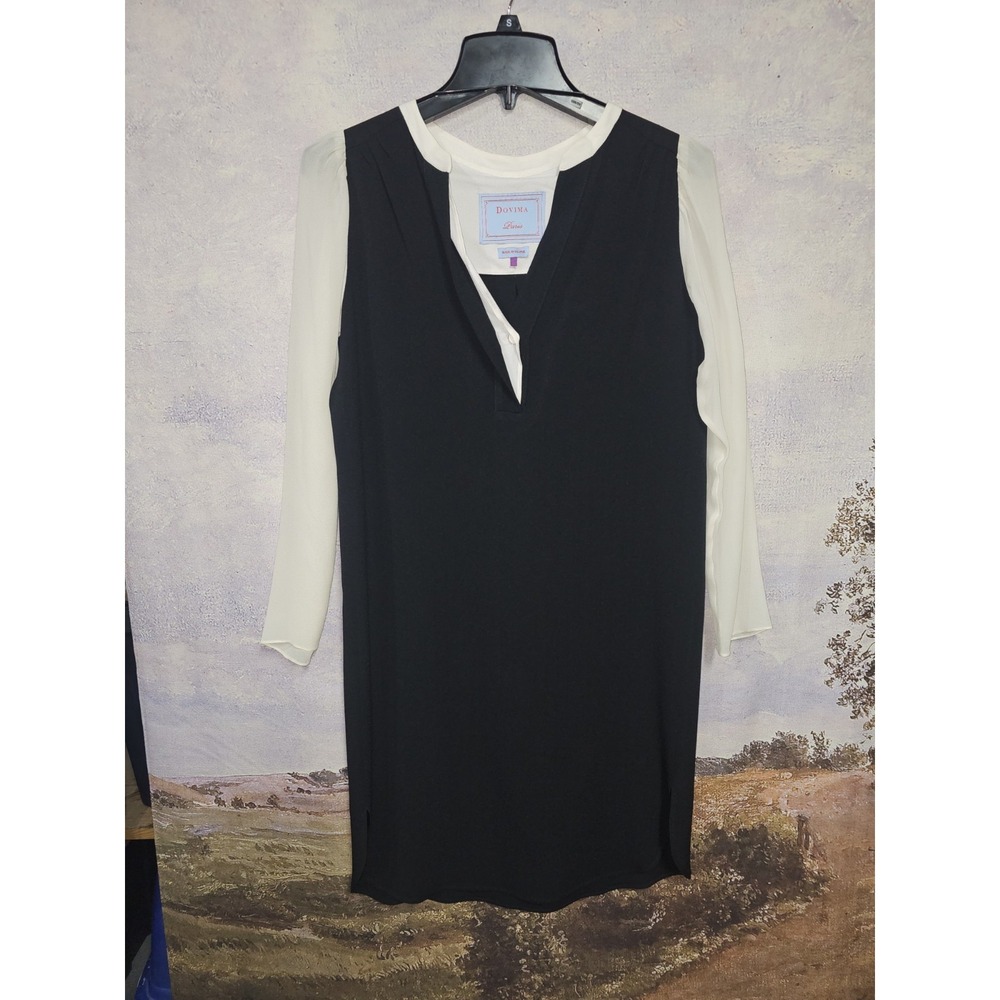 DOVIMA Paris Layered Look Dress with Chiffon Sleeves Black Women's Vintage